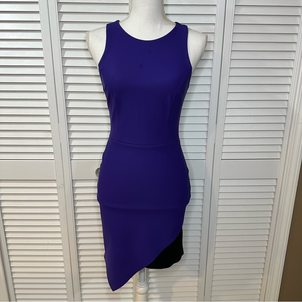 Bebe Purple & Black Scuba Dress XS A3